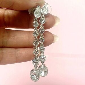 VTG Givenchy Silver Crystal Drop Earrings